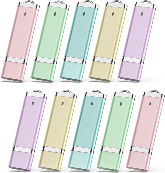 10 Pack 64GB Flash Drives - USB Thumb Drive, 64GB, Colorful
