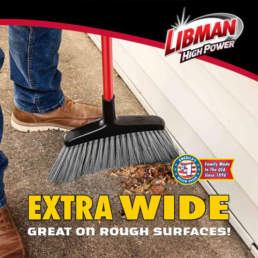 15 In. High Power Rough Surface Angle Broom with Steel Handle