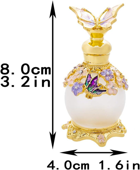 15ML Vintage Butterfly Decorative Perfume Bottles Empty Refillable Reusable Perfume Container Fancy Essential Oils Dropper Bottle Decor